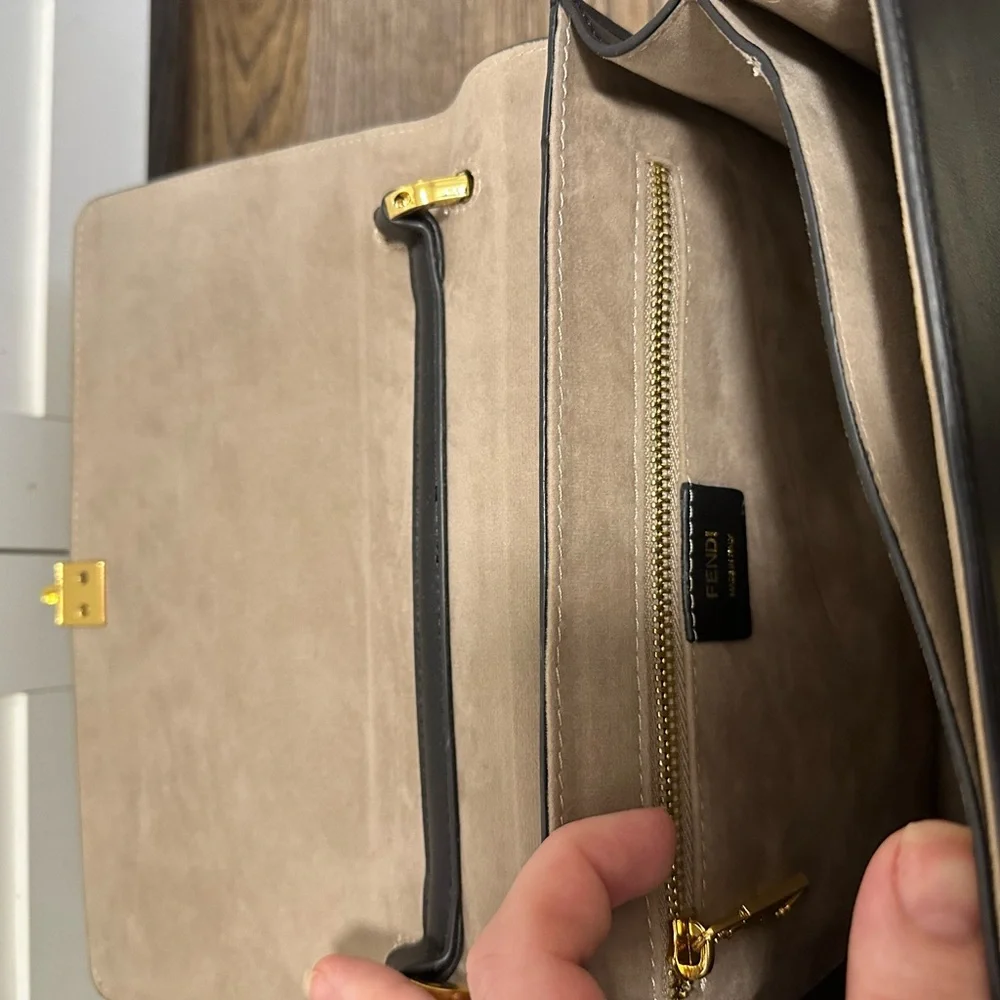 Fendi Brown and Black FF Logo Shoulder Bag with Gold Hardware - Picture 8 of 9